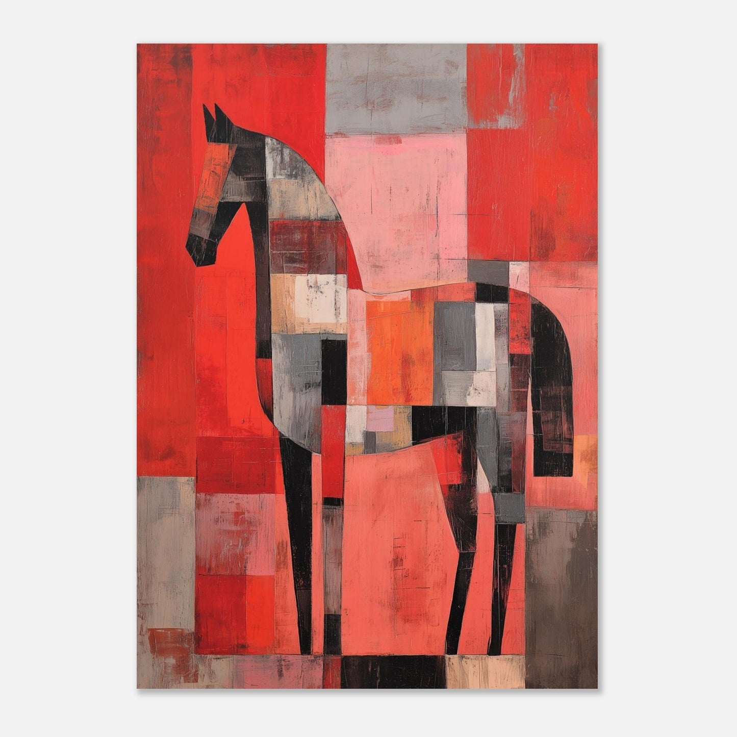 Red Blocks – Horse Art Poster
