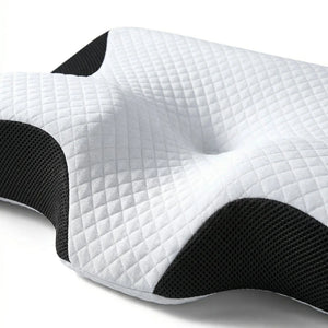 Close-up of the cervical pillow shoulder cutout for spinal alignment