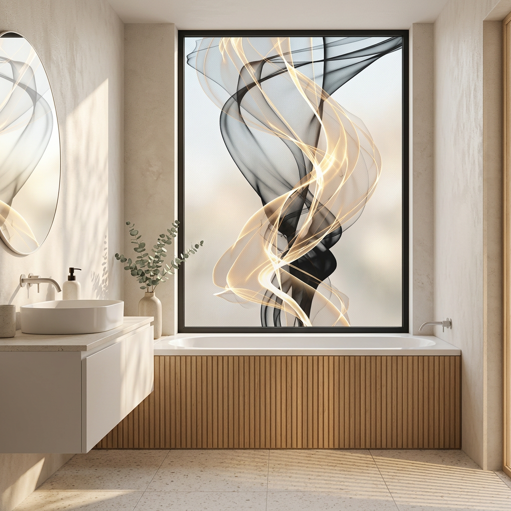 Fönsterfilm med abstrakt rökdesign