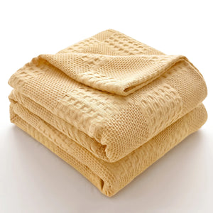 Waffle Weave Cotton Blanket in Butter – Livnorr