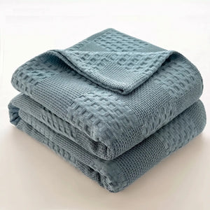 Waffle Weave Cotton Blanket in Nordic Blue – Livnorr