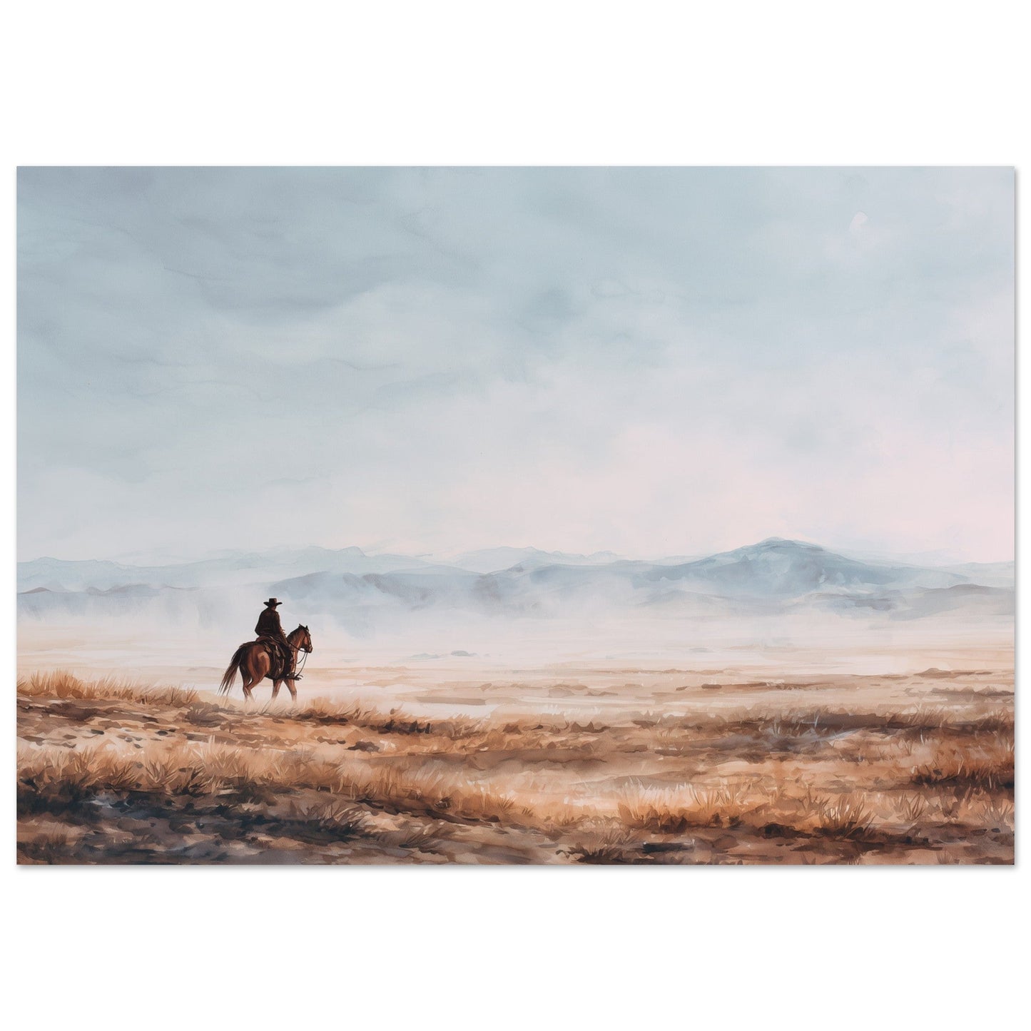 Lone Rider - Western Equestrian Art Poster