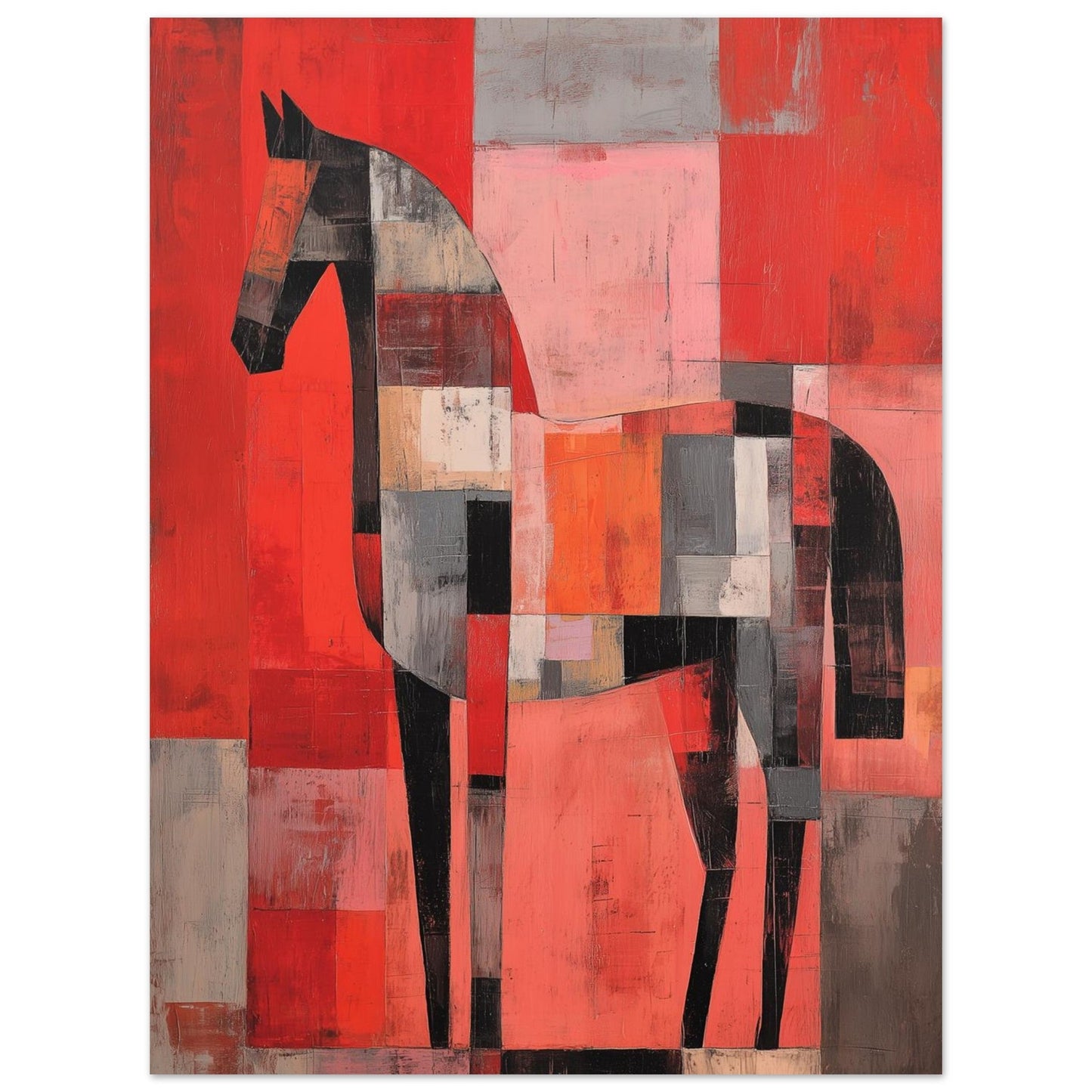 Red Blocks – Horse Art Poster