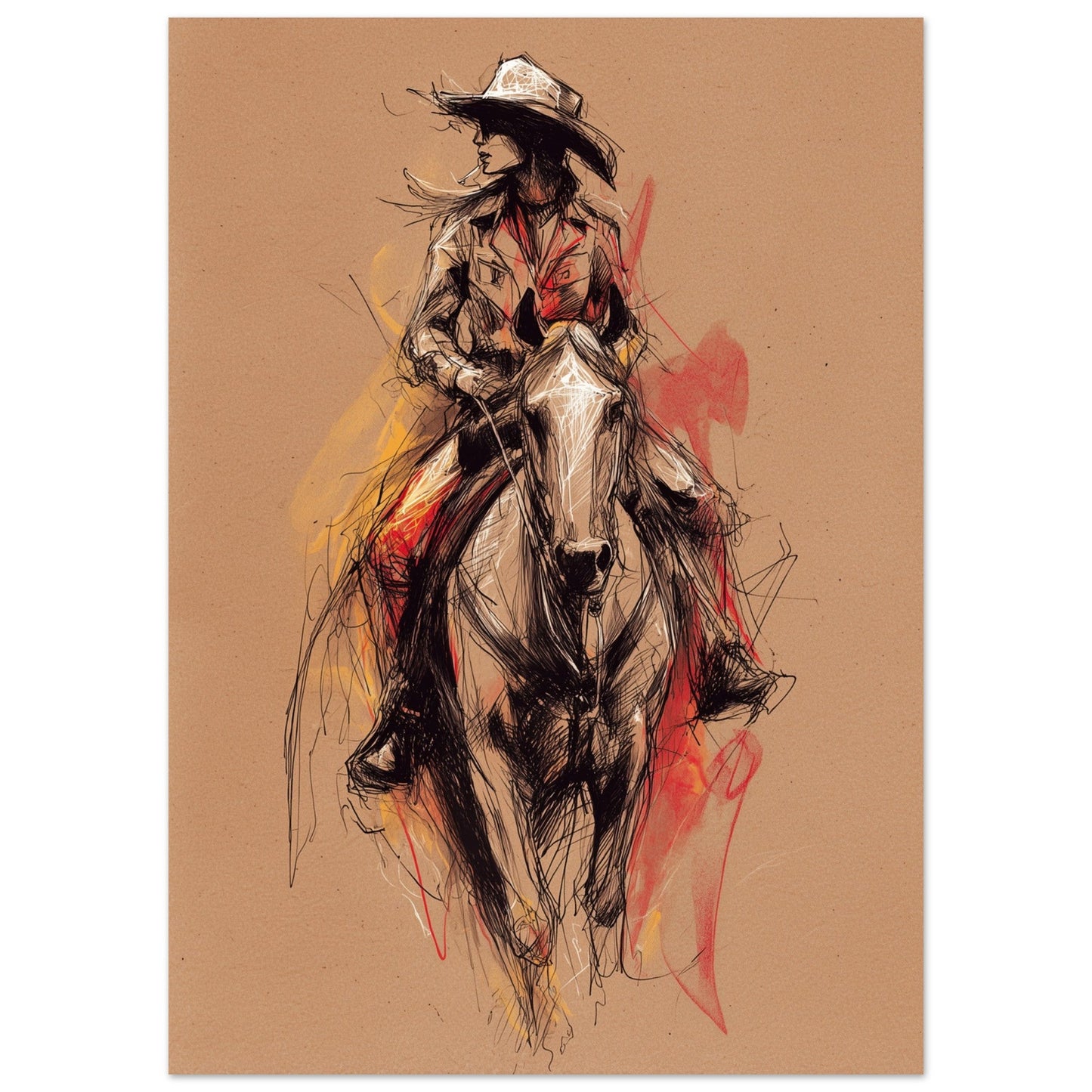 Fire & Motion - Dynamic Horse Illustration Poster