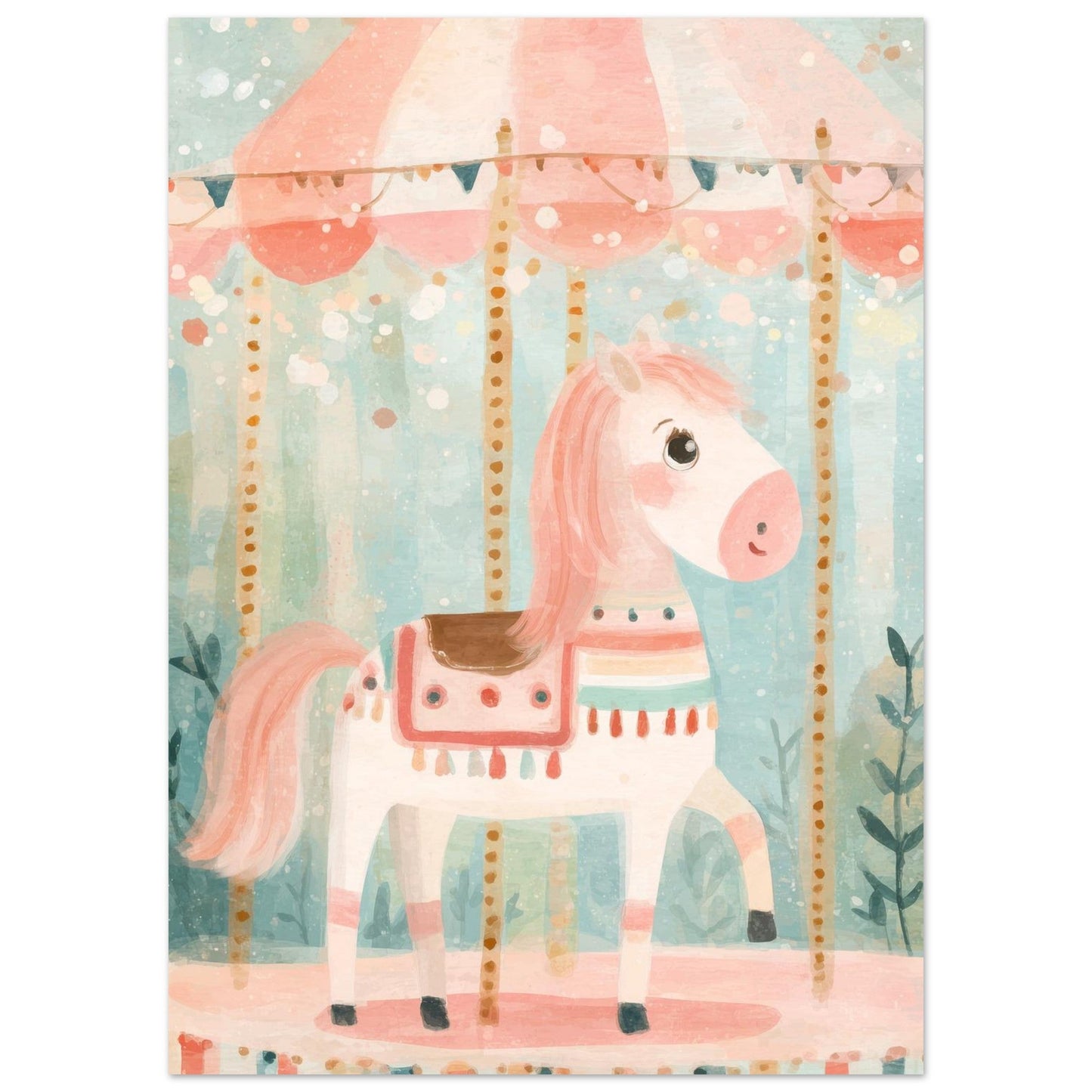 Young Riders - Dreamy Carousel Pony - Horse Art Poster
