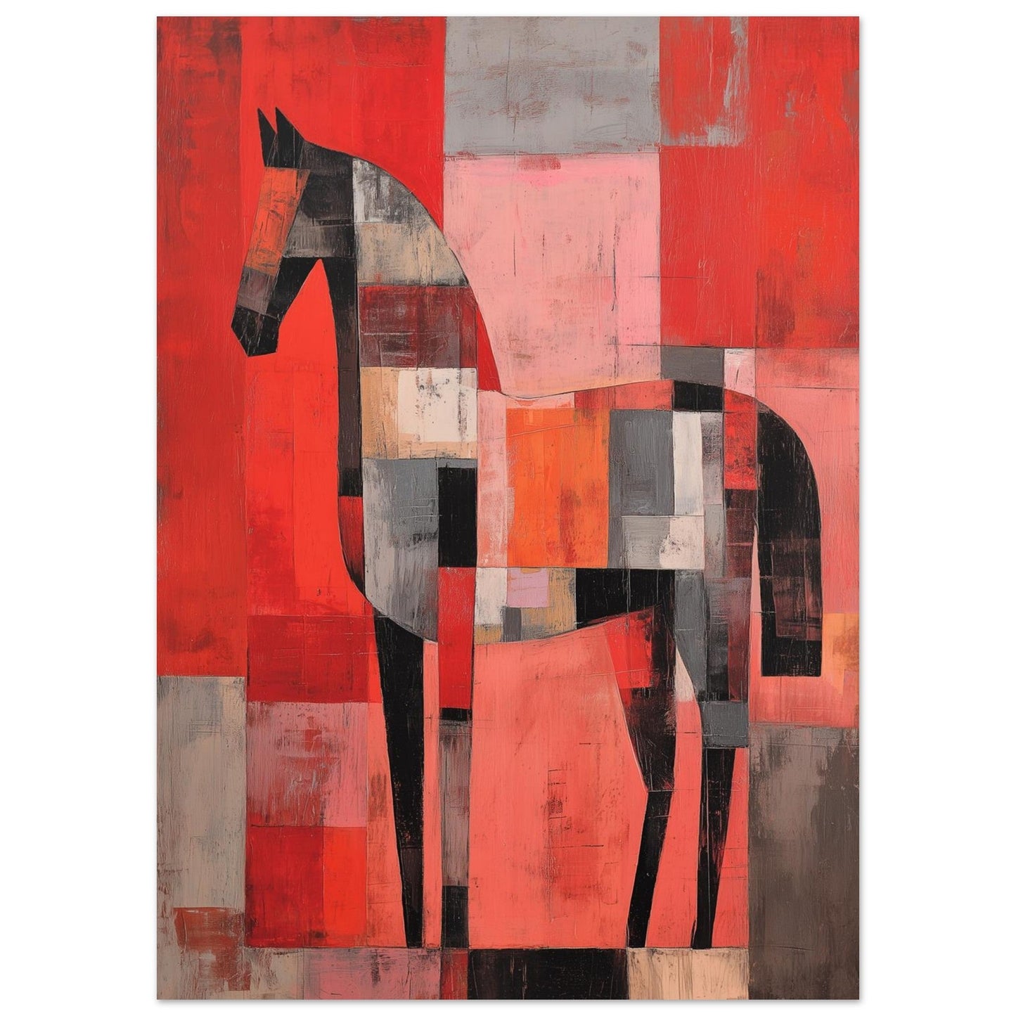 Red Blocks – Horse Art Poster