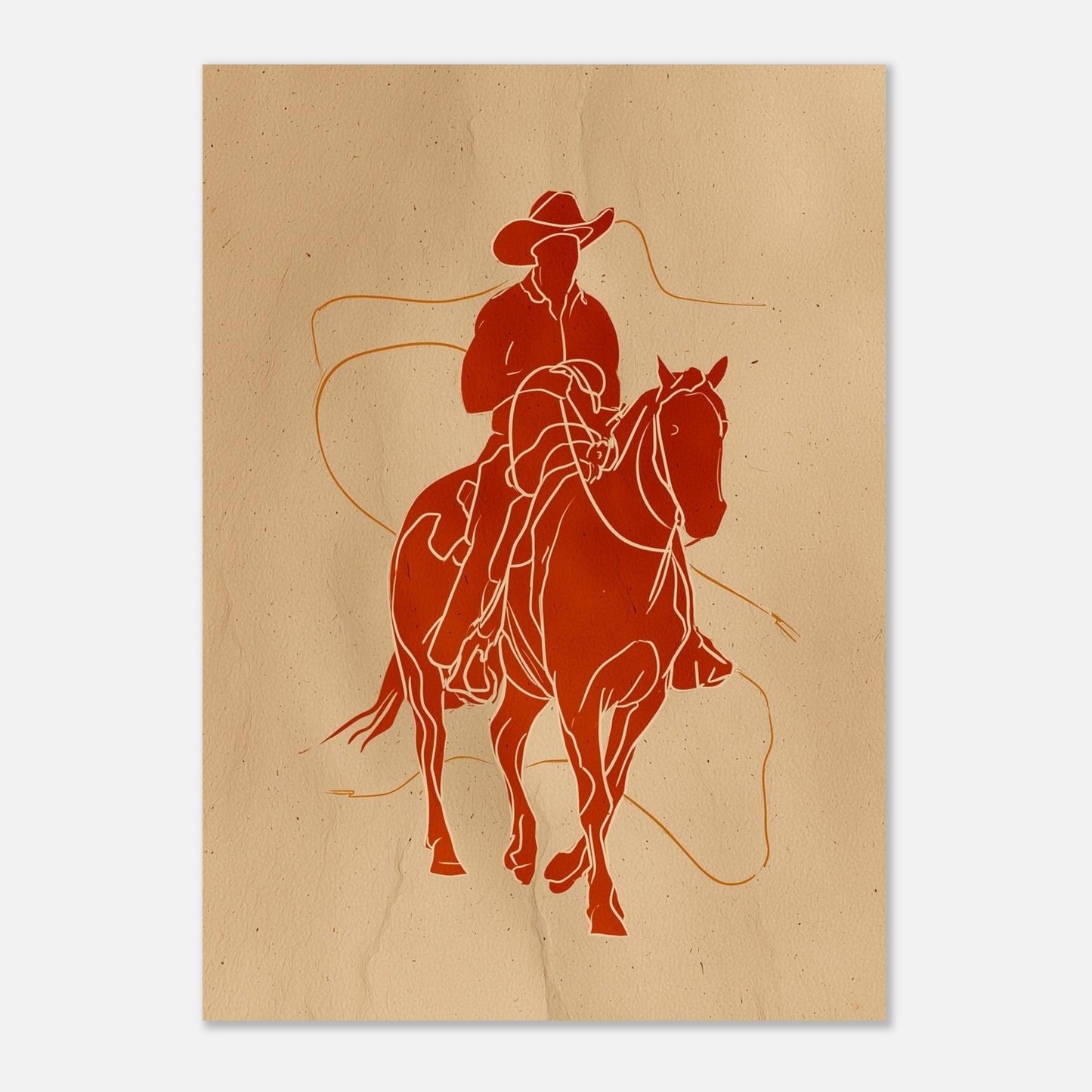 Roping Lines - Western Horse Line Art Poster