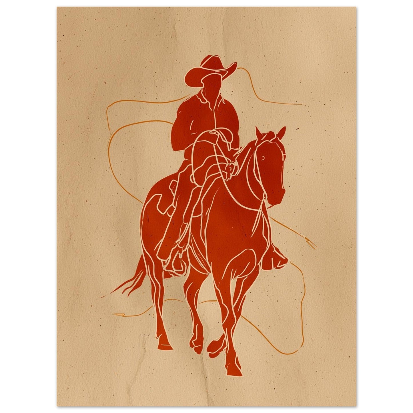 Roping Lines - Western Horse Line Art Poster