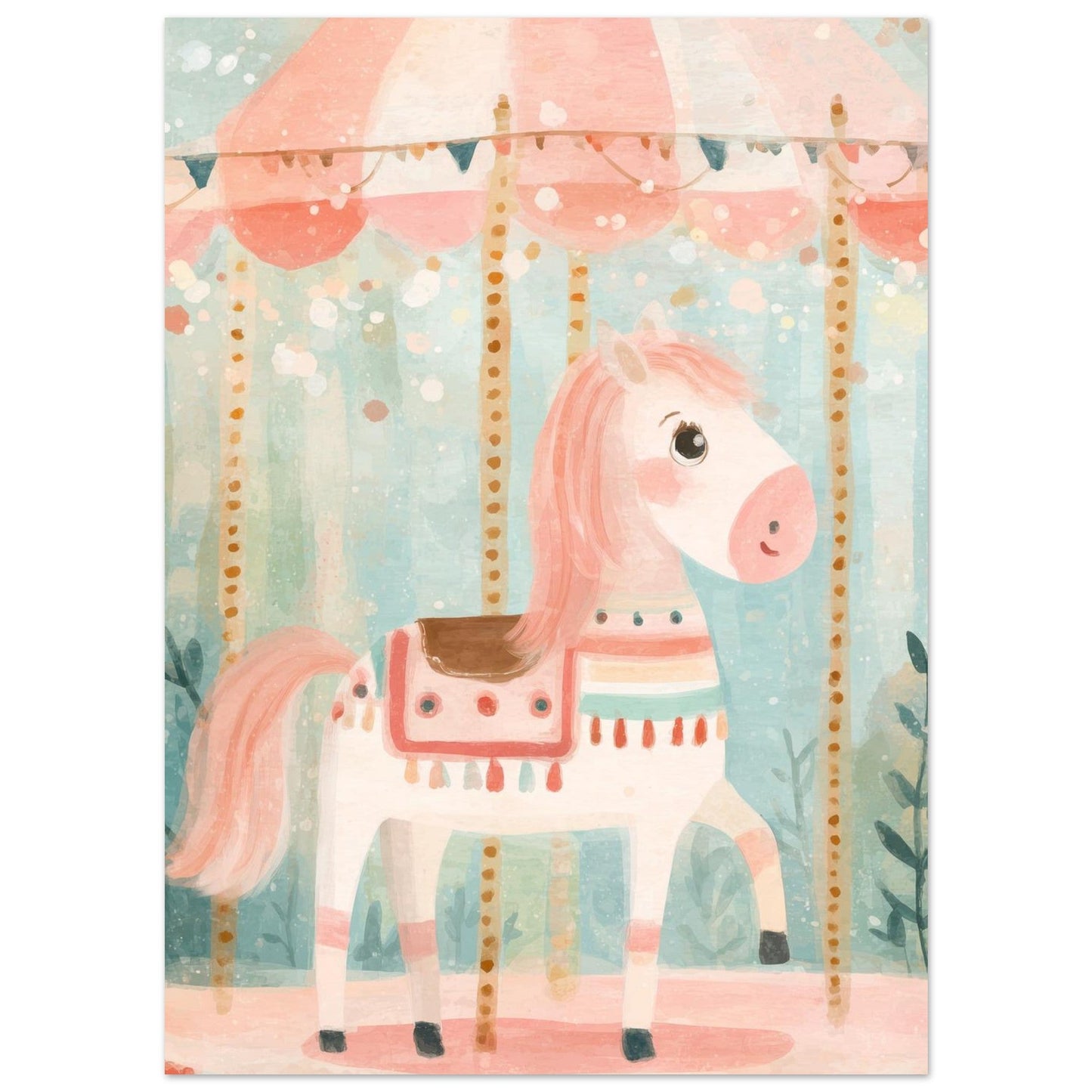 Young Riders - Dreamy Carousel Pony - Horse Art Poster