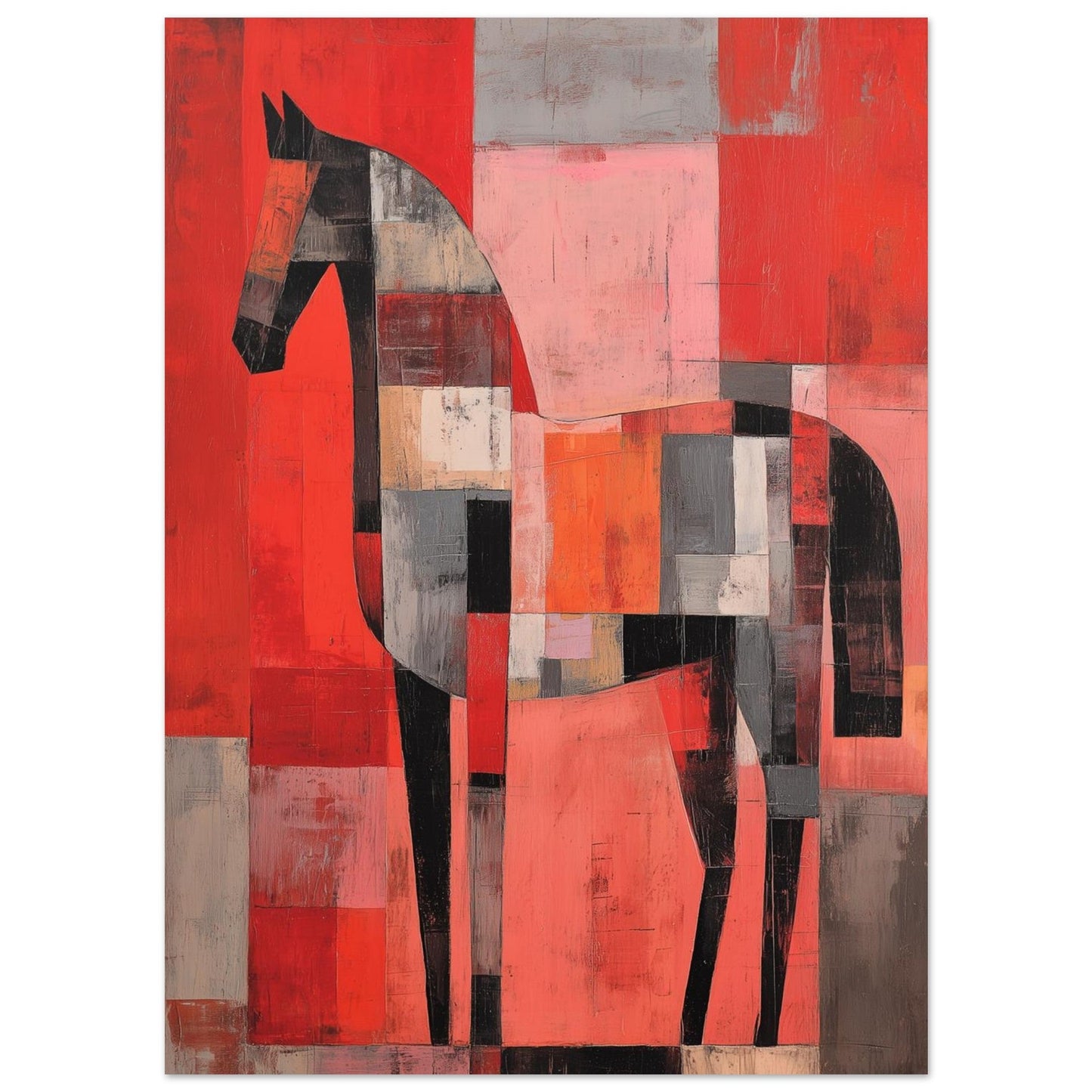 Red Blocks – Horse Art Poster