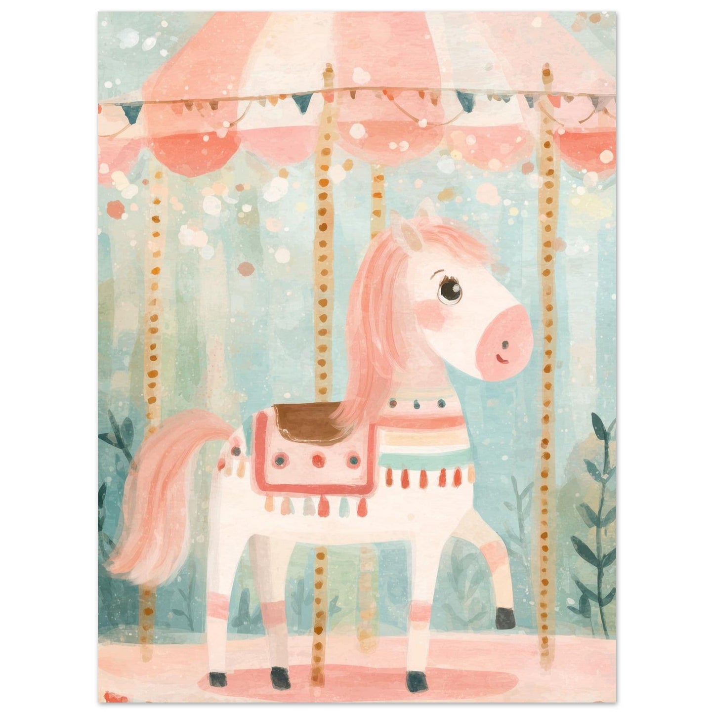Young Riders - Dreamy Carousel Pony - Horse Art Poster