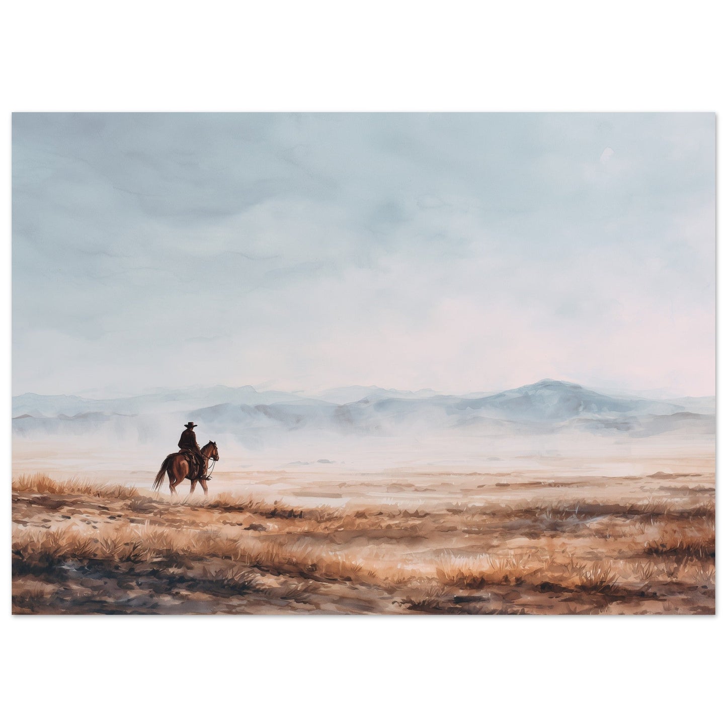 Lone Rider - Western Equestrian Art Poster