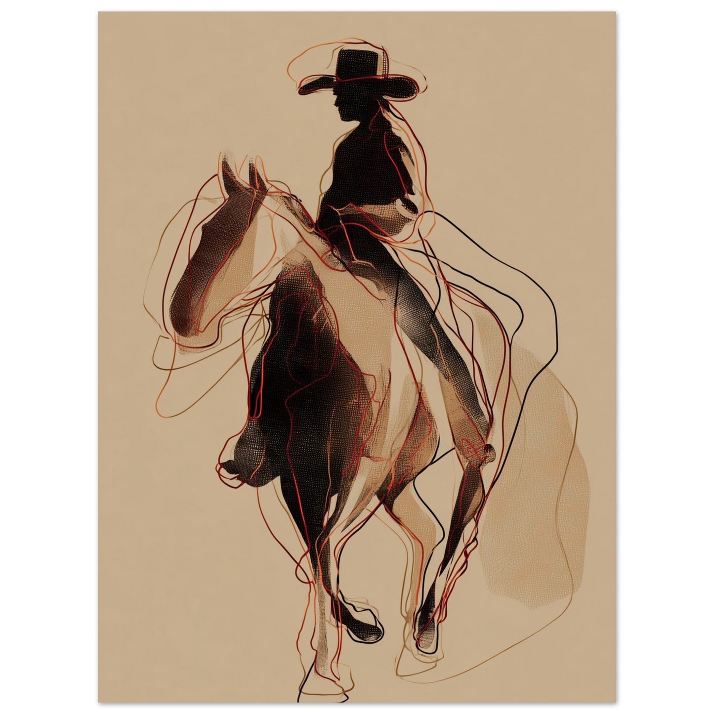 Shadow Rider - Equestrian Silhouette Art Poster