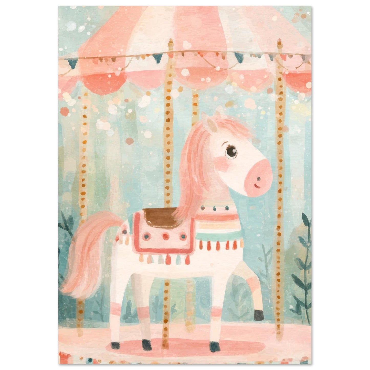 Young Riders - Dreamy Carousel Pony - Horse Art Poster