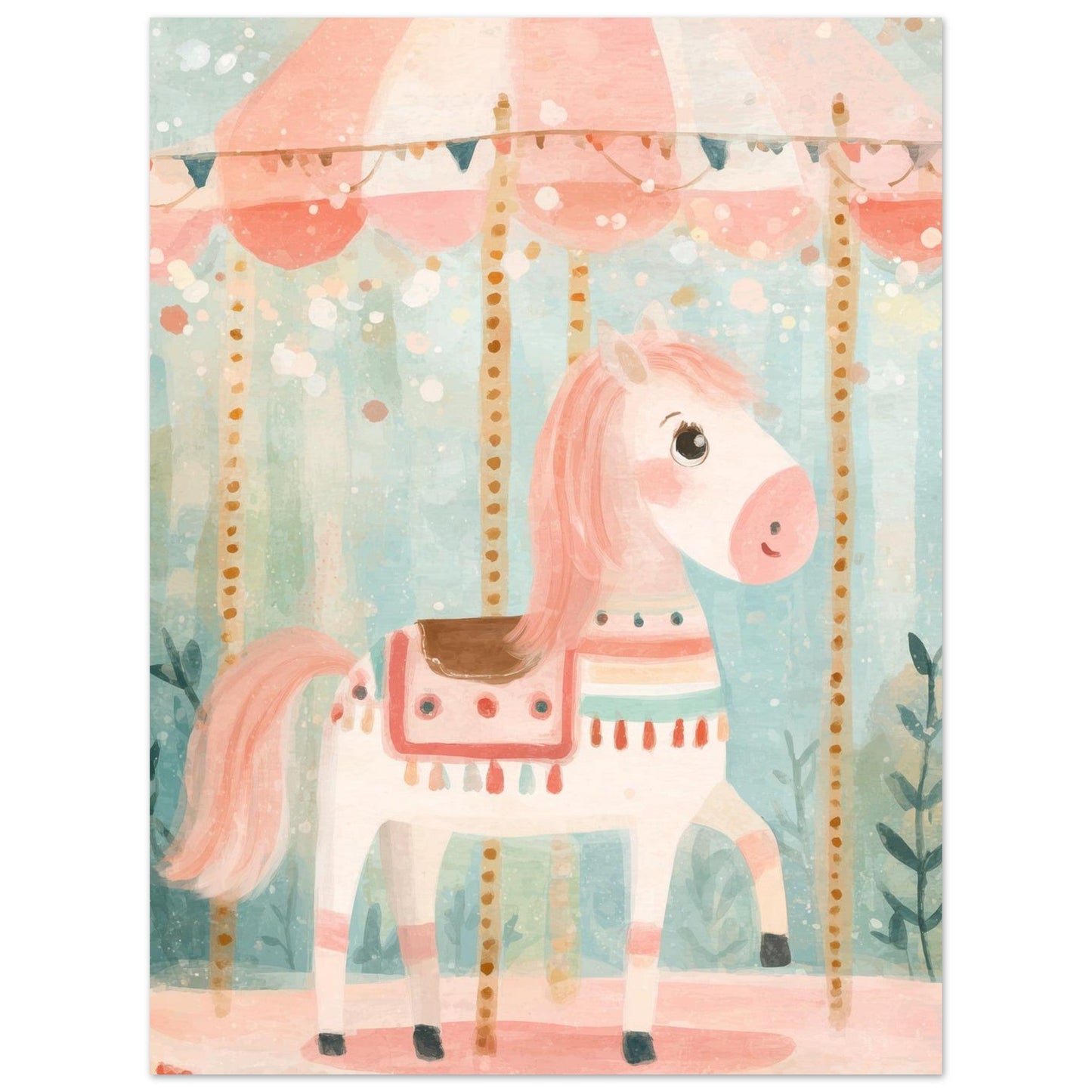 Young Riders - Dreamy Carousel Pony - Horse Art Poster