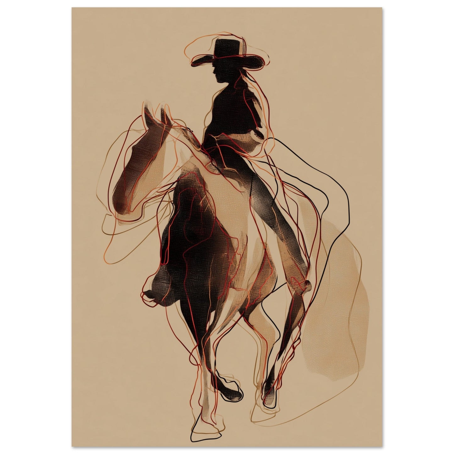 Shadow Rider - Equestrian Silhouette Art Poster