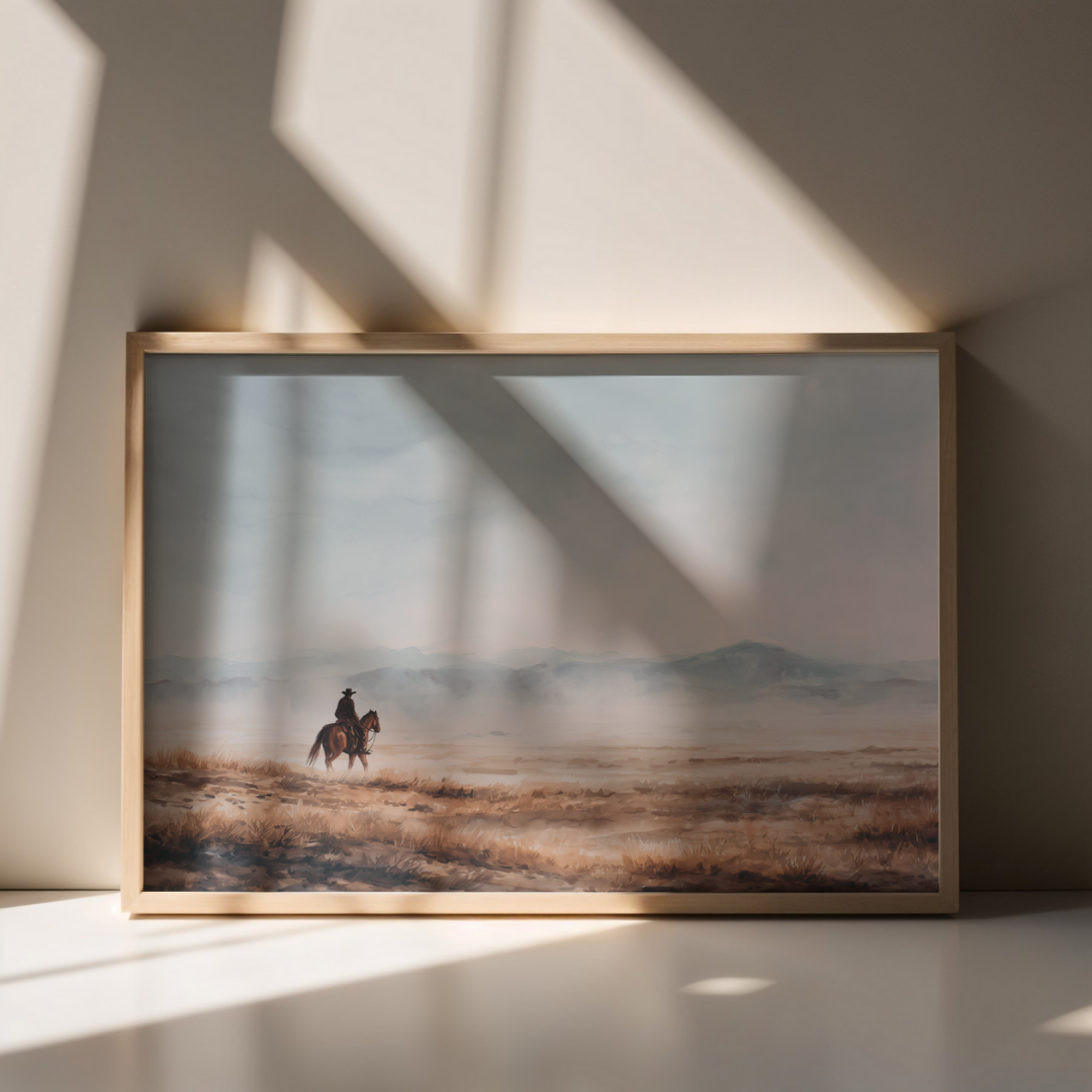 Lone Rider - Western Equestrian Art Poster
