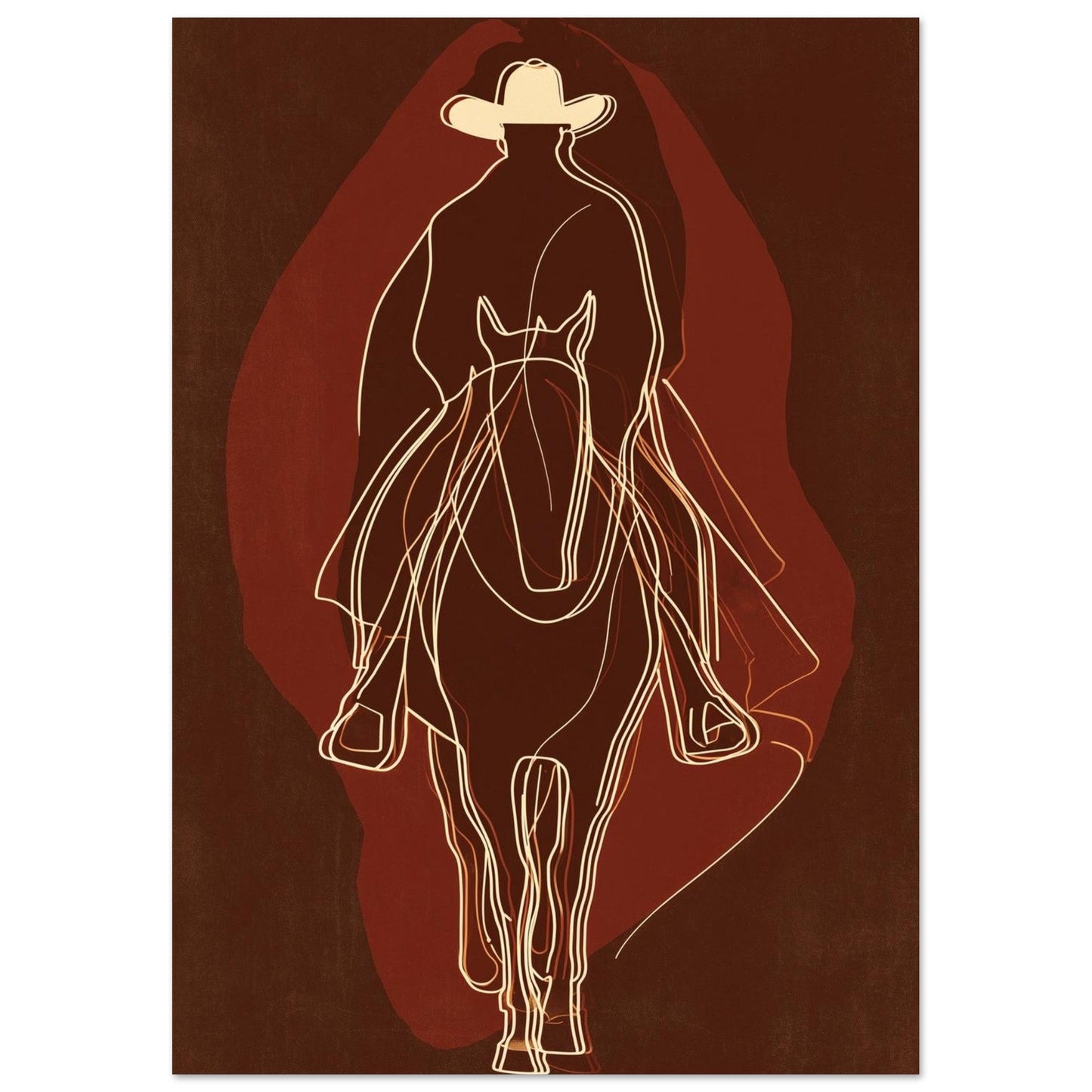 Western Silhouette - Cowboy Horse Art Poster