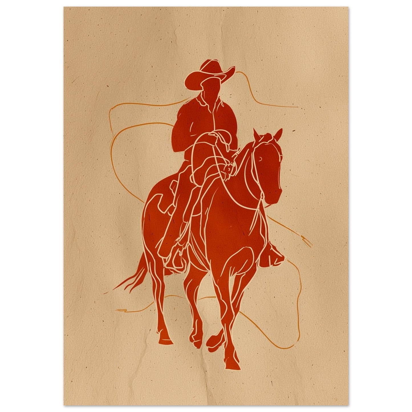 Roping Lines - Western Horse Line Art Poster