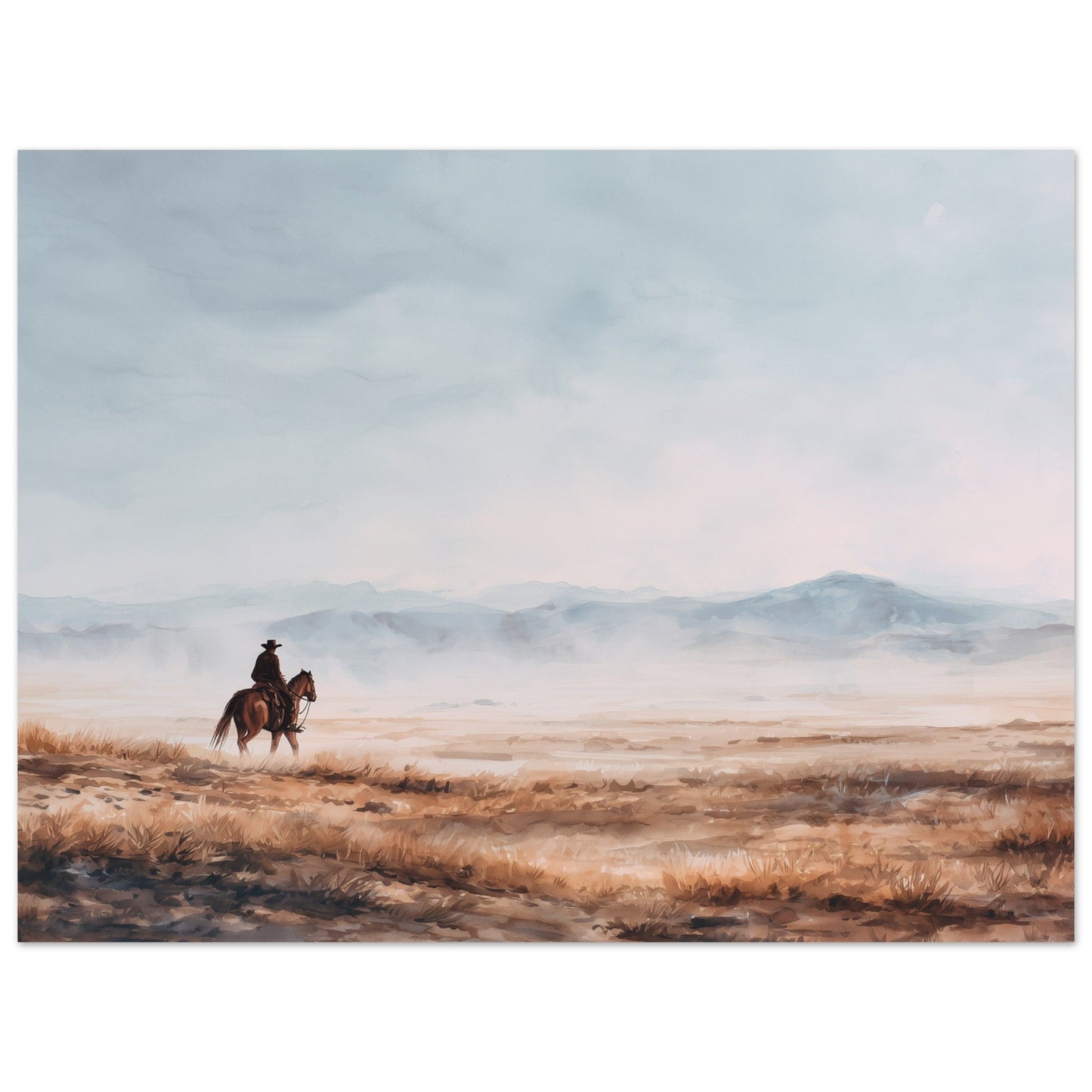Lone Rider - Western Equestrian Art Poster