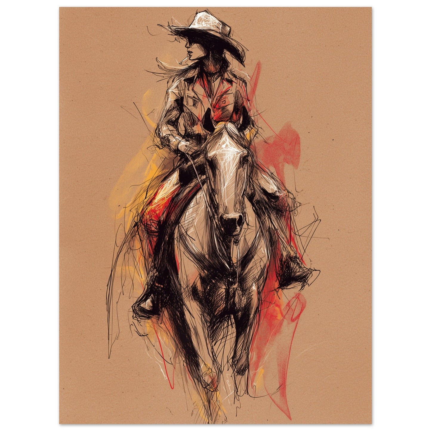 Fire & Motion - Dynamic Horse Illustration Poster