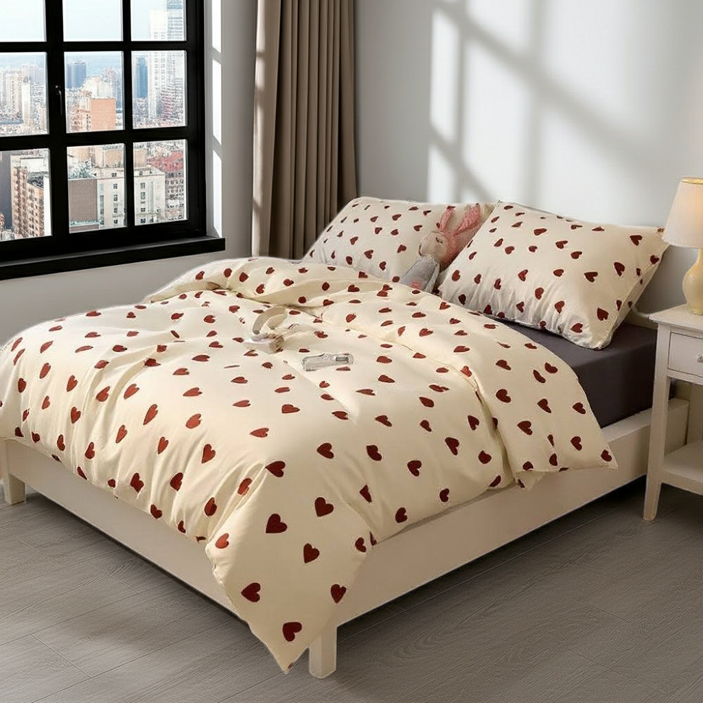 Bäddset AMORI 4 delar – Elegant påslakanset för enkelsäng (150 x 200 cm)