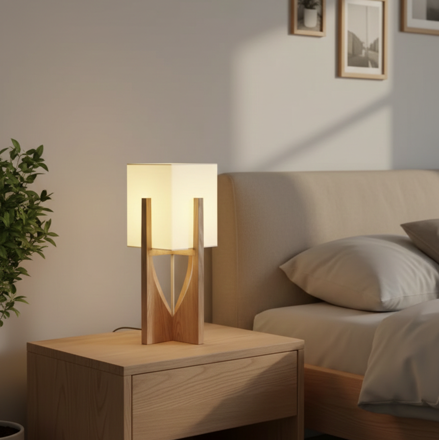 Lampa TRÄFÅNG – Dekorativ bordslampa i naturnära design