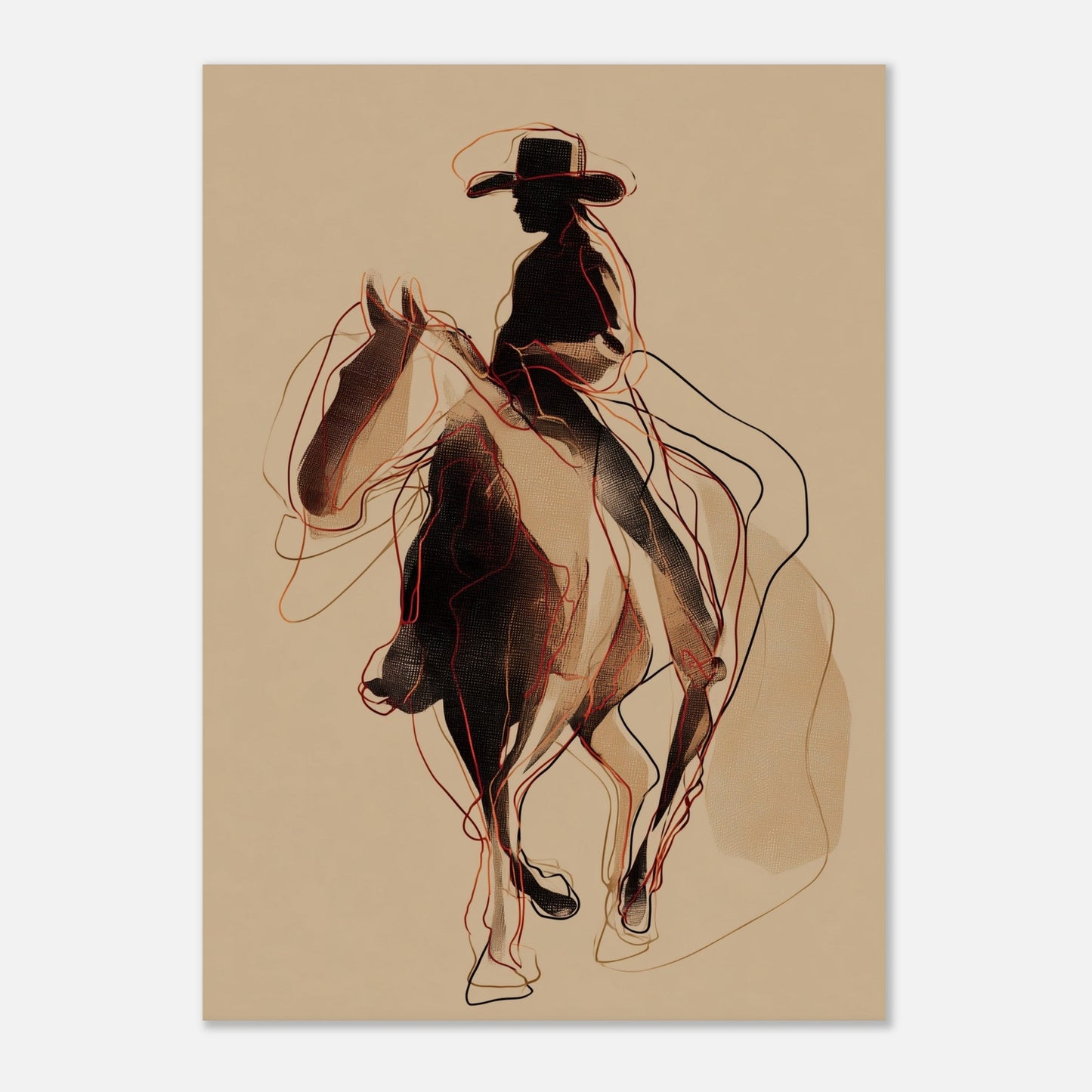 Shadow Rider - Equestrian Silhouette Art Poster