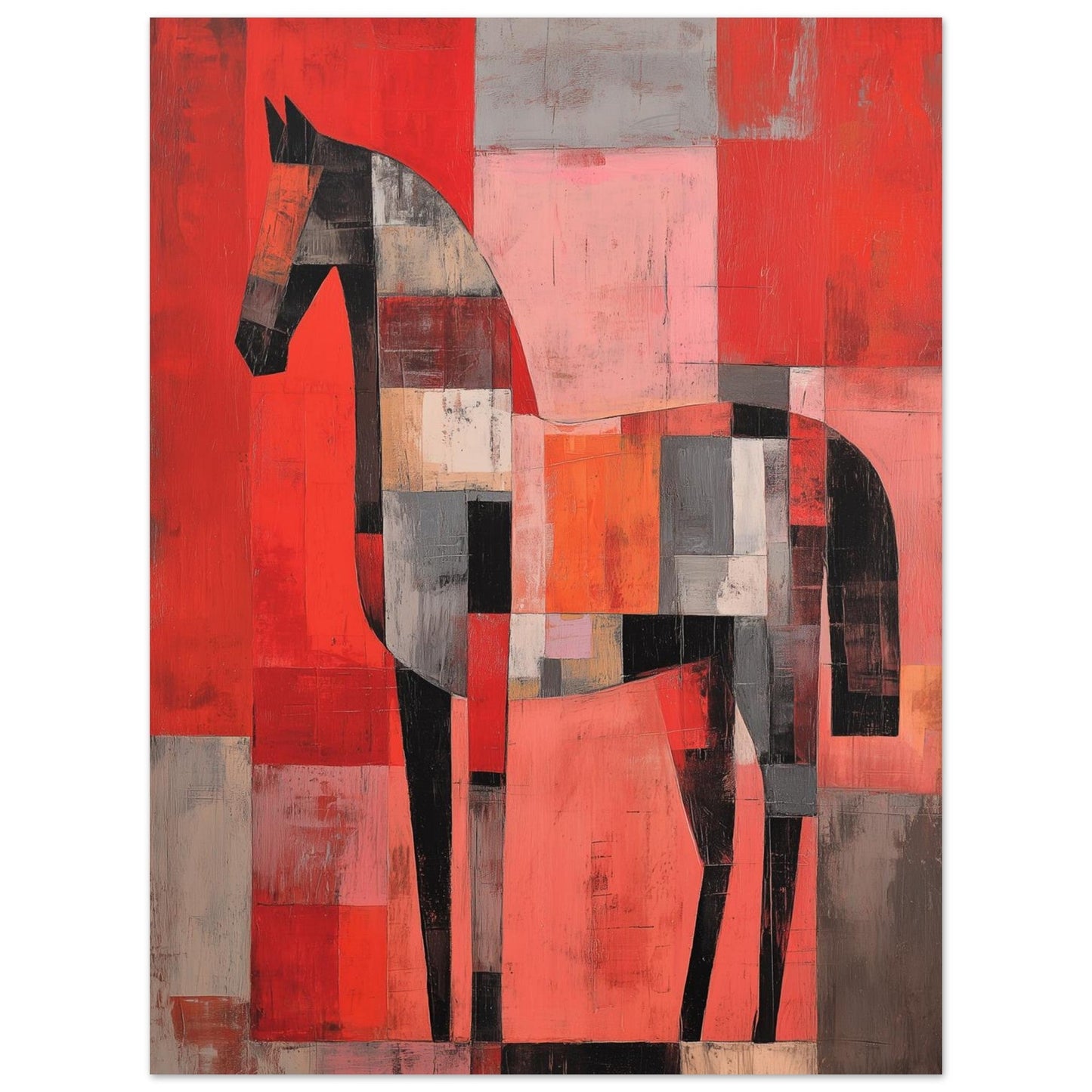 Red Blocks – Horse Art Poster