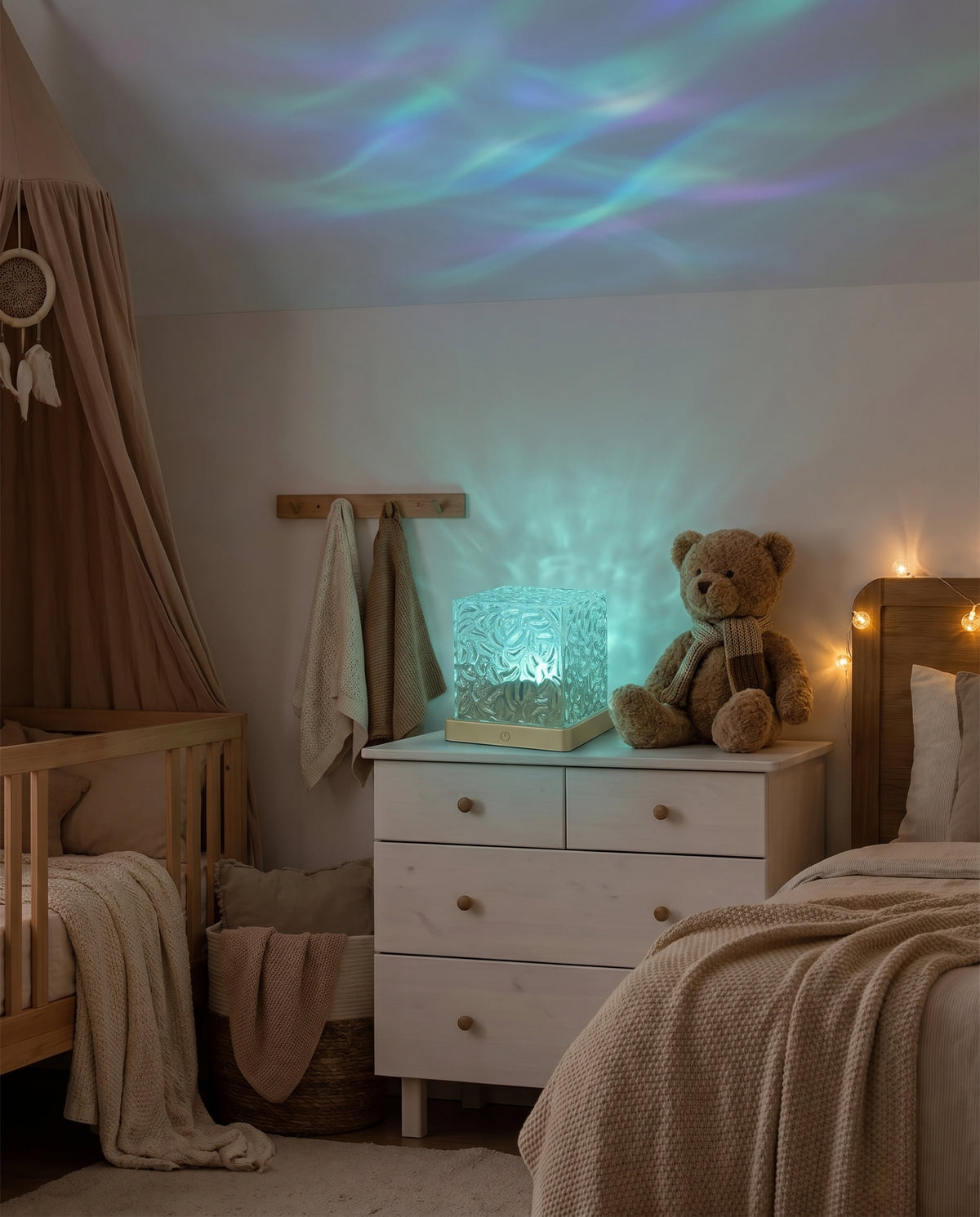 The nightlight that lulls the room to sleep.