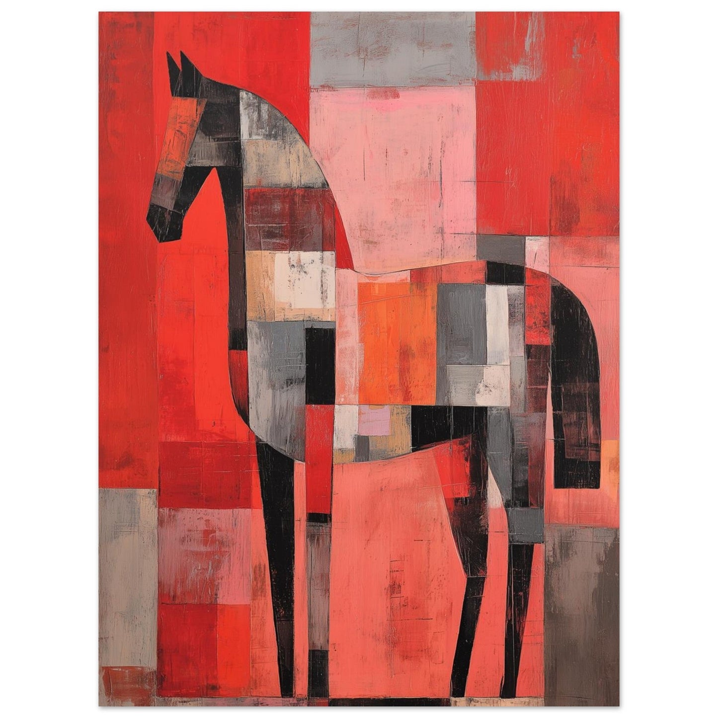 Red Blocks – Horse Art Poster