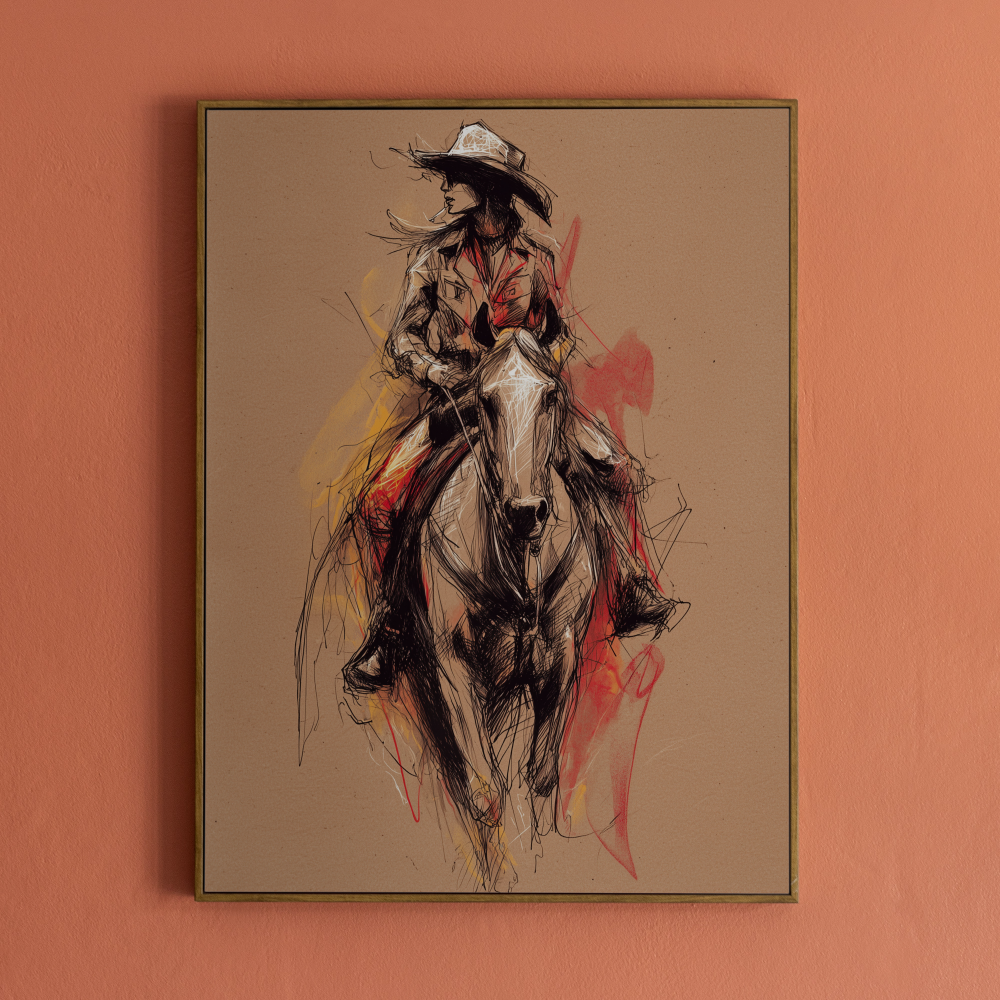 Fire & Motion - Dynamic Horse Illustration Poster
