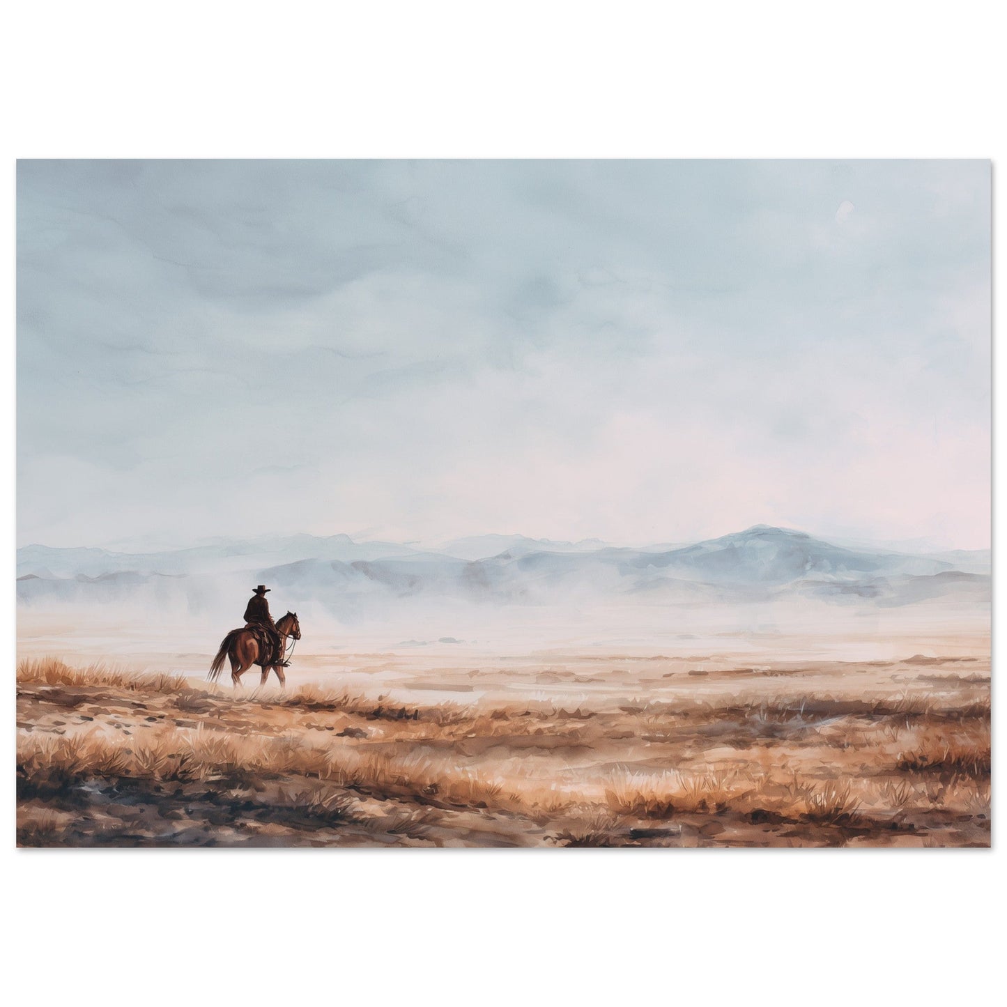Lone Rider - Western Equestrian Art Poster
