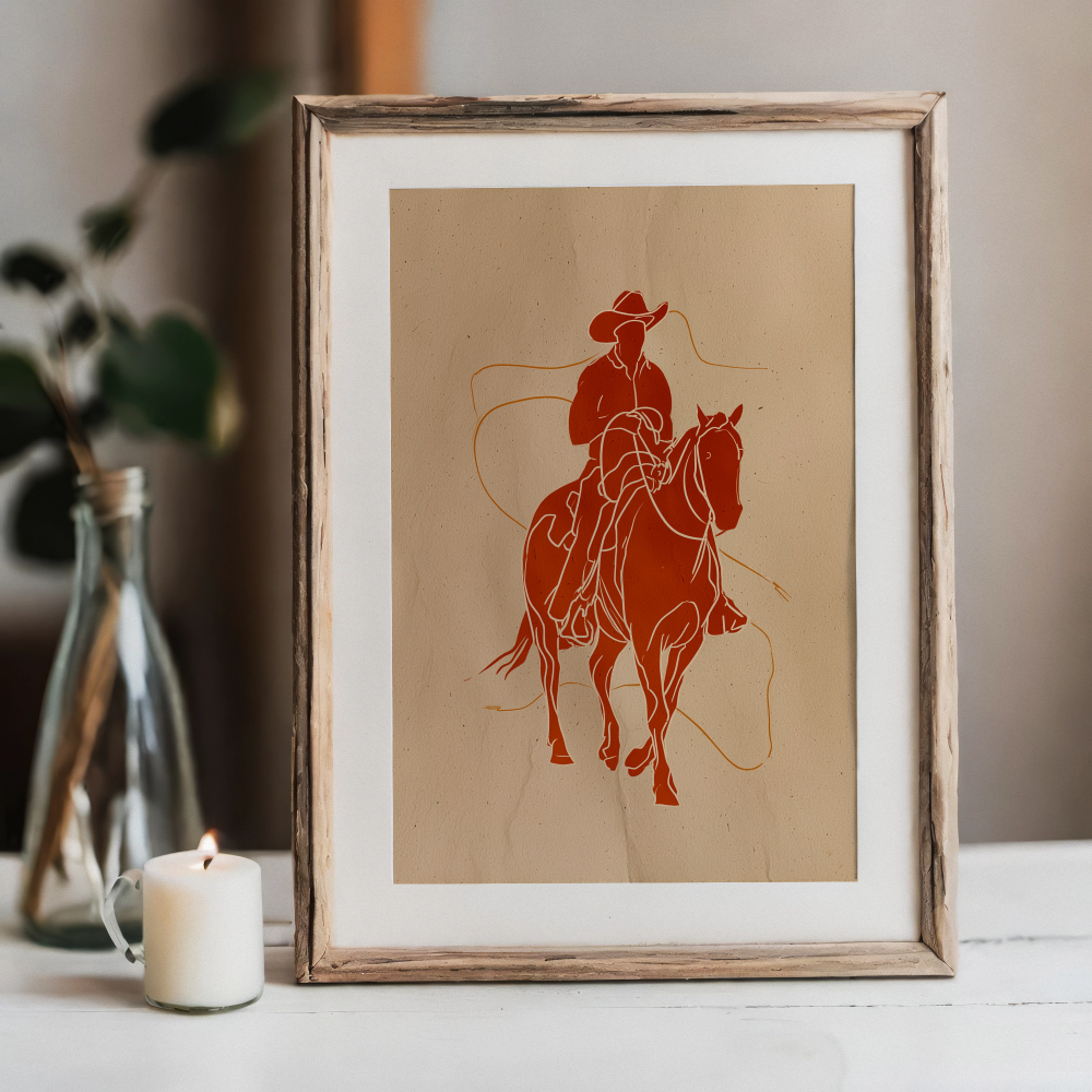 Roping Lines - Western Horse Line Art Poster