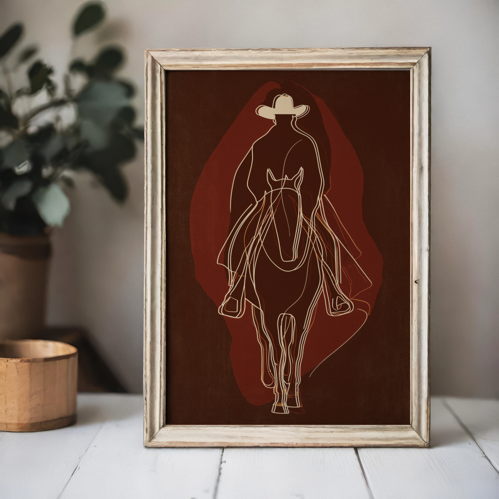 Western Silhouette - Cowboy Horse Art Poster