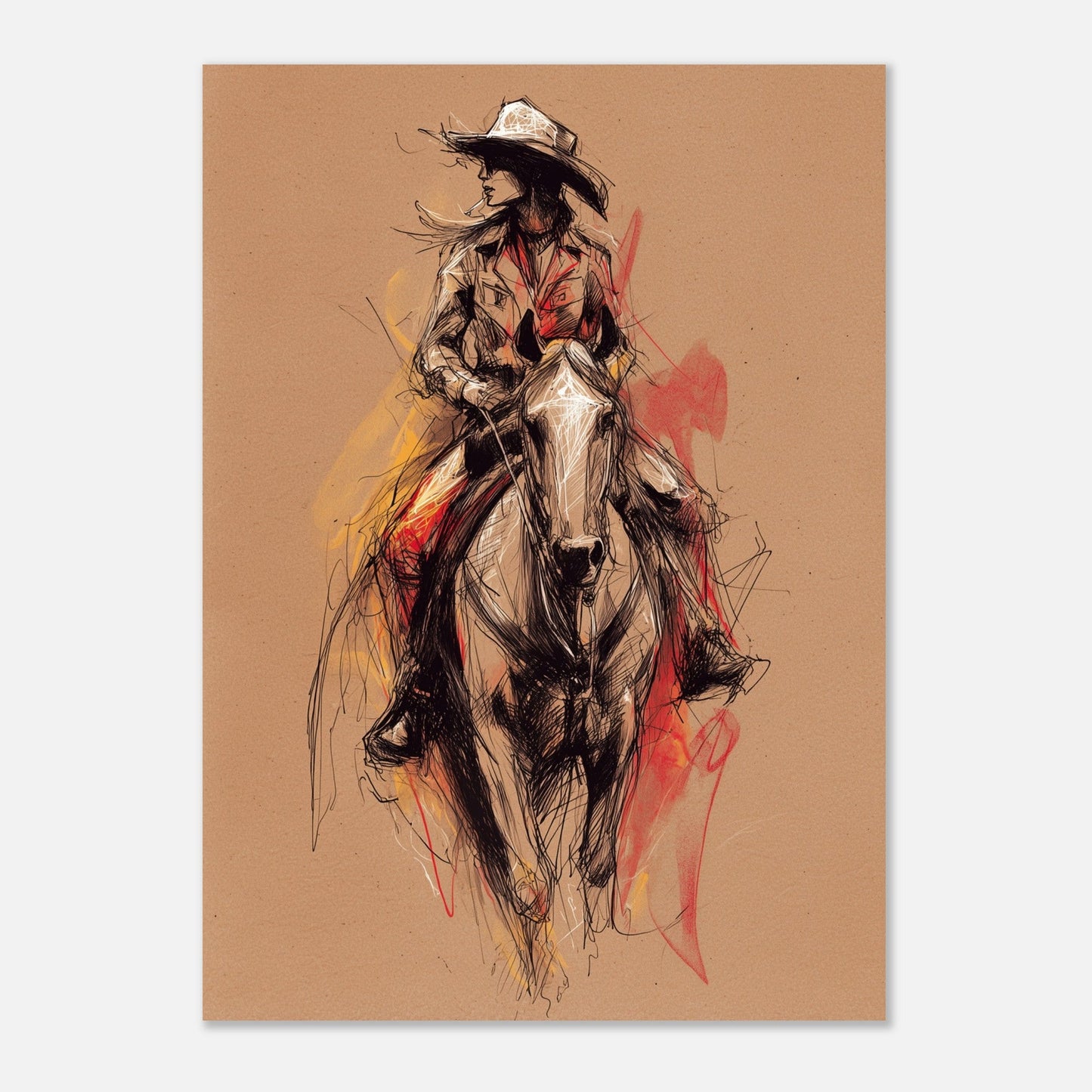 Fire & Motion - Dynamic Horse Illustration Poster