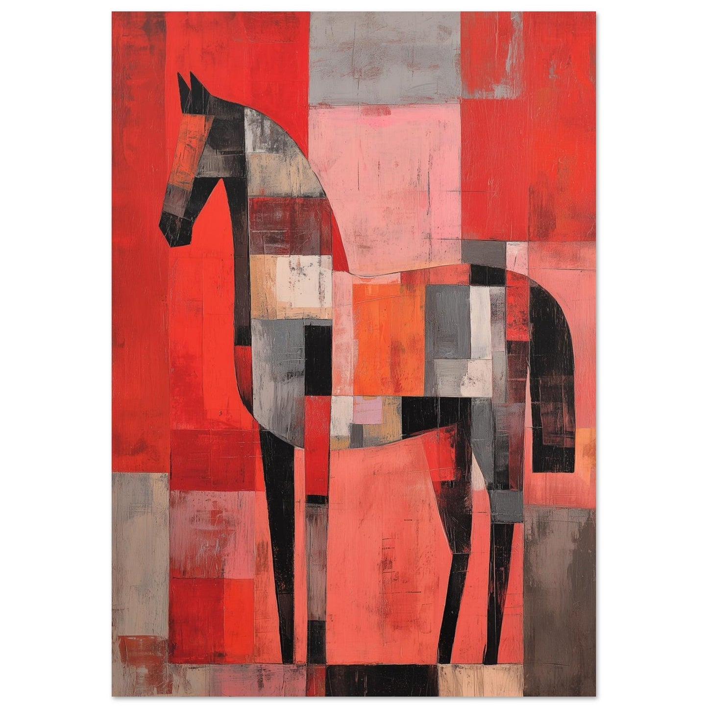 Red Blocks – Horse Art Poster