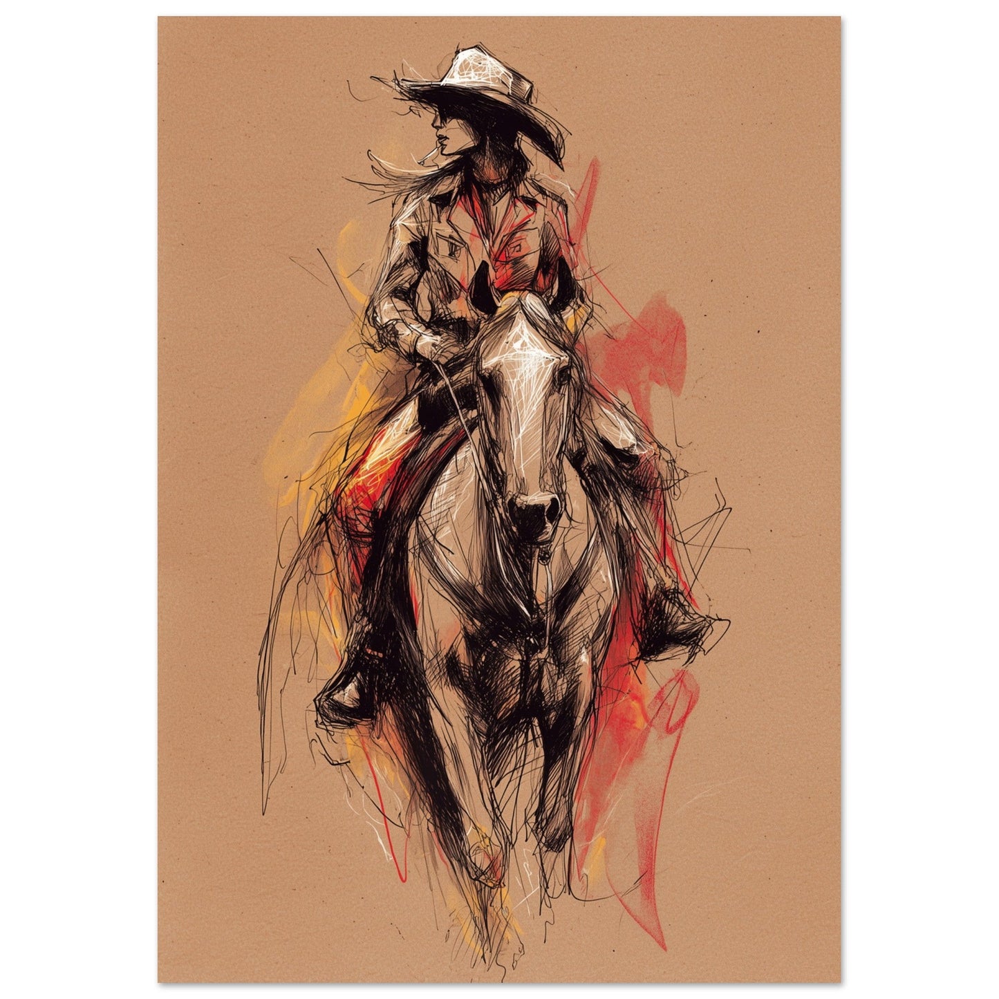 Fire & Motion - Dynamic Horse Illustration Poster