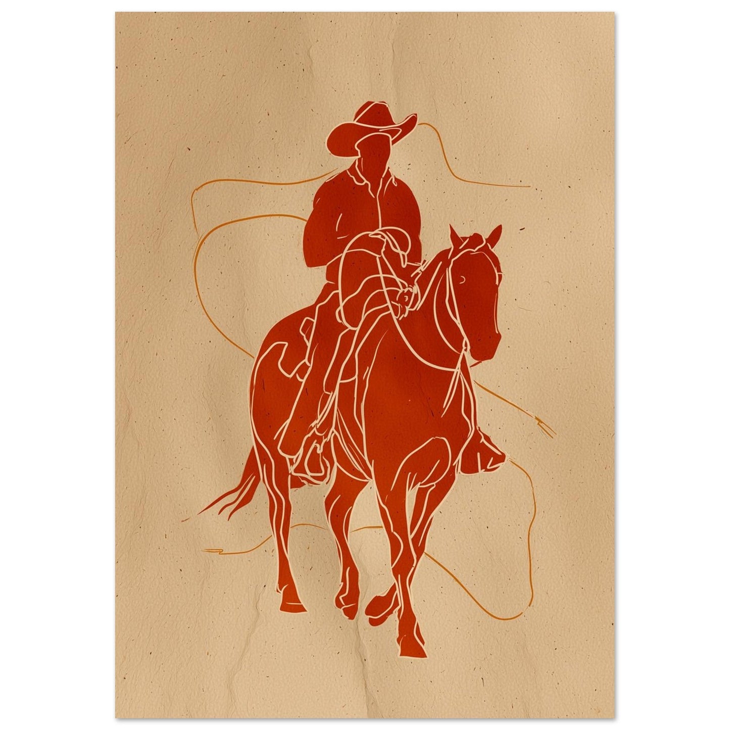 Roping Lines - Western Horse Line Art Poster