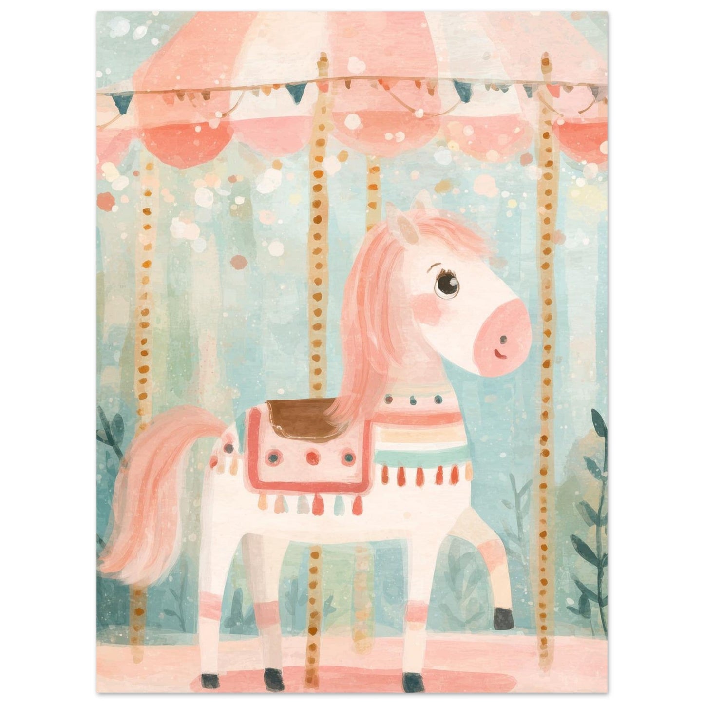 Young Riders - Dreamy Carousel Pony - Horse Art Poster