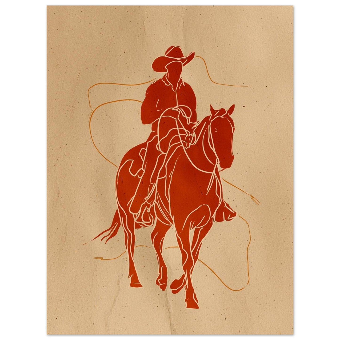 Roping Lines - Western Horse Line Art Poster