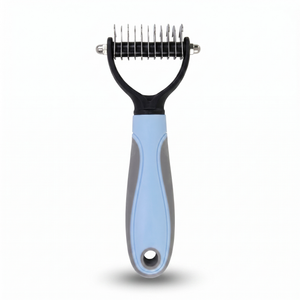 Livnorr Dematting Rake Small — blue handle, 9 teeth, studio white background
