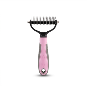 Livnorr Dematting Rake Large — pink handle, 17 teeth, studio white background