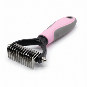 Livnorr Dematting Rake Small — pink handle, 9 teeth, studio white background