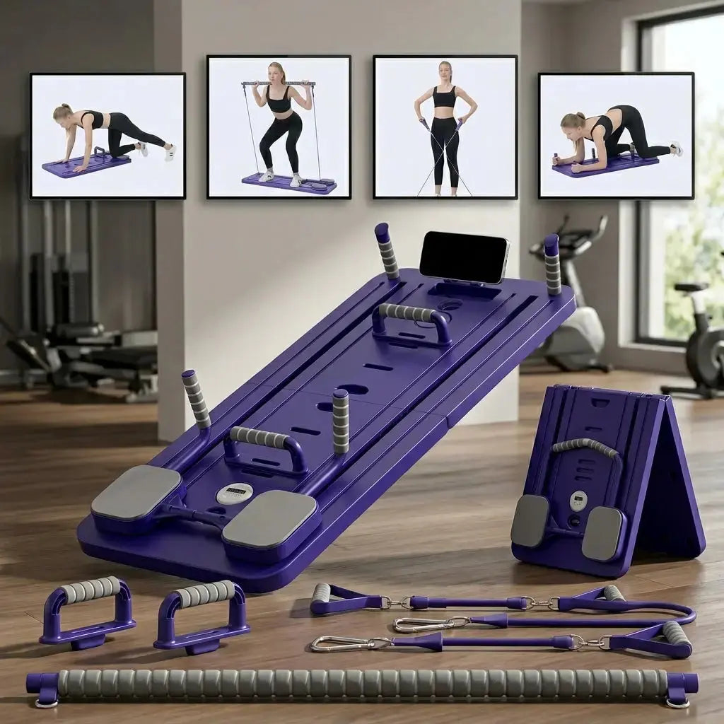 Multi-Functional Pilates Board & Home Gym System with Resistance Bands – view 2 – Livnorr