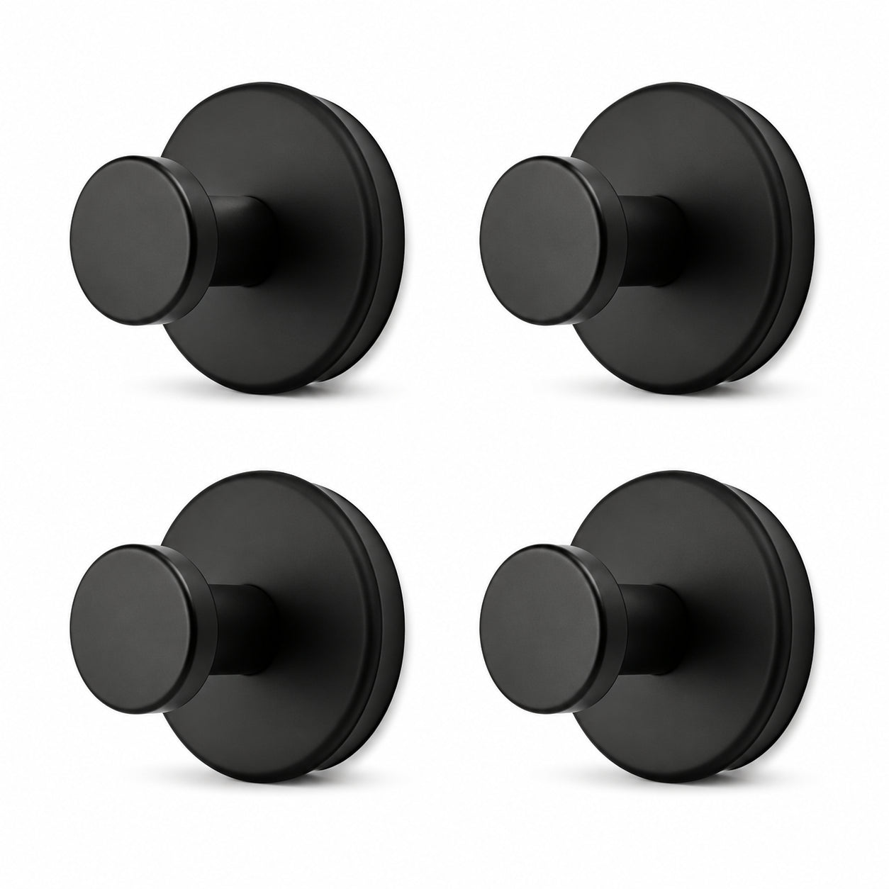 Matte black stainless steel suction cup hooks – set of 4