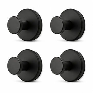 Matte black stainless steel suction cup hooks – set of 4