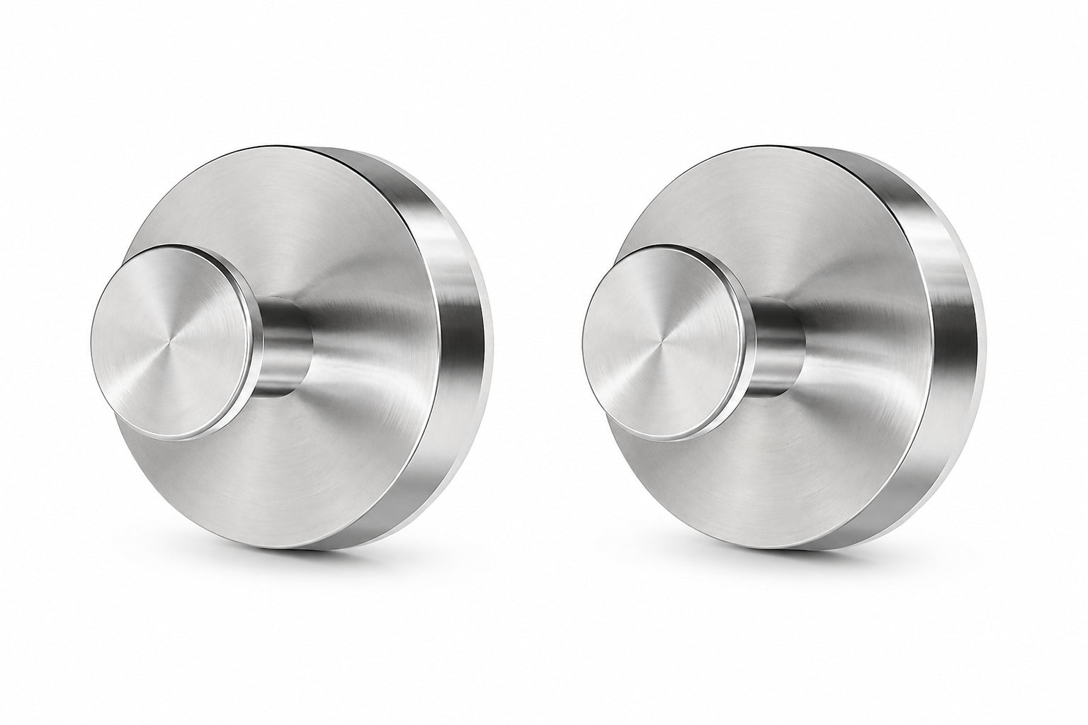 Brushed silver stainless steel suction cup hooks – set of 2
