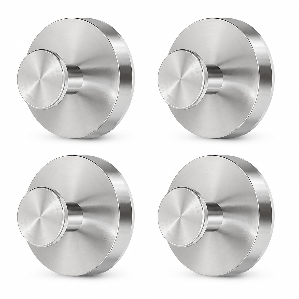 Brushed silver stainless steel suction cup hooks – set of 4
