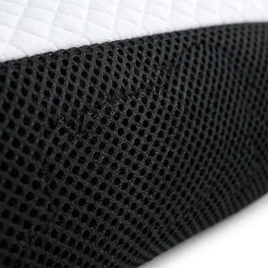Close-up of the breathable mesh cover on the cervical memory foam pillow